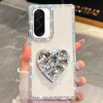 For Samsung Galaxy A26 5G Diamond Glitter Gemstone Heart Holder Phone Case(Transparent)