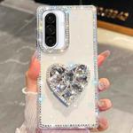 For Samsung Galaxy A36 5G Diamond Glitter Gemstone Heart Holder Phone Case(Transparent)