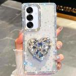 For Samsung Galaxy A16 5G Diamond Glitter Gemstone Heart Holder Phone Case(Transparent Stars)