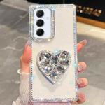 For Samsung Galaxy A55 5G Diamond Glitter Gemstone Heart Holder Phone Case(Transparent)