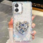 For Samsung Galaxy A07 5G Diamond Glitter Gemstone Heart Holder Phone Case(Transparent Stars)