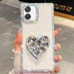 For Samsung Galaxy A07 5G Diamond Glitter Gemstone Heart Holder Phone Case(Transparent)
