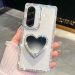 For Samsung Galaxy A26 5G Diamond Glitter Mirror Heart Holder Phone Case(Transparent)