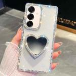 For Samsung Galaxy S25 5G Diamond Glitter Mirror Heart Holder Phone Case(Transparent)