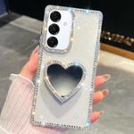 For Samsung Galaxy A16 5G Diamond Glitter Mirror Heart Holder Phone Case(Transparent)