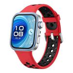 For Huawei Watch Fit4 Pro / Fit4 / Fit3 Round Holes Two Color Silicone Watch Band(Vibrant Red)