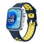 For Huawei Watch Fit4 Pro / Fit4 / Fit3 Round Holes Two Color Silicone Watch Band(Ceylon Yellow)
