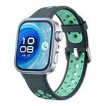 For Huawei Watch Fit4 Pro / Fit4 / Fit3 Round Holes Two Color Silicone Watch Band(Lake Green)