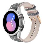 For Samsung Galaxy Watch 7 40 / 44mm Glitter Silicone Hybrid Leather Watch Band(Black Silver)