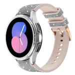 For Samsung Galaxy Watch 7 40 / 44mm Glitter Silicone Hybrid Leather Watch Band(Starlight Gray)