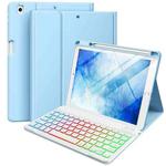 For iPad Air 11 2025 / 2024 Bluetooth Keyboard Silicone Leather Tablet Case with Pen Slot(Sky Blue)