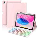 For iPad Air 2022 / 2020 10.9 Bluetooth Keyboard Silicone Leather Tablet Case with Pen Slot(Cherry Pink)