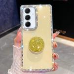 For Samsung Galaxy A56 5G Diamond Glitter Diamond Round Holder Phone Case(Light Yellow)