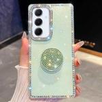 For Samsung Galaxy A56 5G Diamond Glitter Diamond Round Holder Phone Case(Light Green)