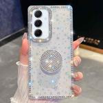 For Samsung Galaxy A56 5G Diamond Glitter Diamond Round Holder Phone Case(Transparent Stars)