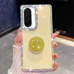 For Samsung Galaxy A26 5G Diamond Glitter Diamond Round Holder Phone Case(Light Yellow)