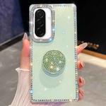 For Samsung Galaxy A26 5G Diamond Glitter Diamond Round Holder Phone Case(Light Green)