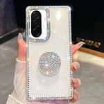 For Samsung Galaxy A26 5G Diamond Glitter Diamond Round Holder Phone Case(White)