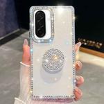 For Samsung Galaxy A26 5G Diamond Glitter Diamond Round Holder Phone Case(Transparent)