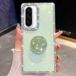 For Samsung Galaxy A36 5G Diamond Glitter Diamond Round Holder Phone Case(Light Green)