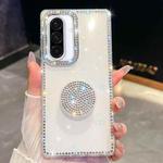 For Samsung Galaxy A36 5G Diamond Glitter Diamond Round Holder Phone Case(White)