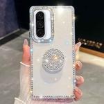 For Samsung Galaxy A36 5G Diamond Glitter Diamond Round Holder Phone Case(Transparent)