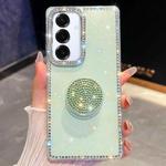 For Samsung Galaxy S25+ 5G Diamond Glitter Diamond Round Holder Phone Case(Light Green)