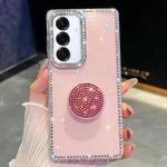 For Samsung Galaxy A16 5G Diamond Glitter Diamond Round Holder Phone Case(Light Pink)