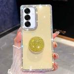 For Samsung Galaxy A16 5G Diamond Glitter Diamond Round Holder Phone Case(Light Yellow)