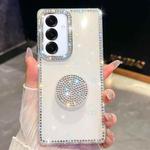 For Samsung Galaxy A16 5G Diamond Glitter Diamond Round Holder Phone Case(White)