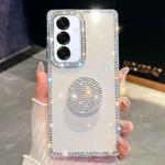 For Samsung Galaxy A16 5G Diamond Glitter Diamond Round Holder Phone Case(Transparent)