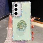 For Samsung Galaxy S24 FE 5G Diamond Glitter Diamond Round Holder Phone Case(Light Green)
