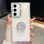 For Samsung Galaxy S24 FE 5G Diamond Glitter Diamond Round Holder Phone Case(White)