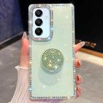 For Samsung Galaxy A15 5G Diamond Glitter Diamond Round Holder Phone Case(Light Green)