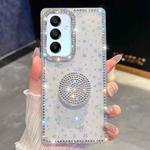 For Samsung Galaxy A15 5G Diamond Glitter Diamond Round Holder Phone Case(Transparent Stars)