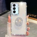 For Samsung Galaxy A15 5G Diamond Glitter Diamond Round Holder Phone Case(Transparent)
