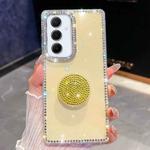 For Samsung Galaxy A55 5G Diamond Glitter Diamond Round Holder Phone Case(Light Yellow)