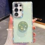 For Samsung Galaxy A55 5G Diamond Glitter Diamond Round Holder Phone Case(Light Green)