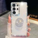 For Samsung Galaxy A55 5G Diamond Glitter Diamond Round Holder Phone Case(Transparent)