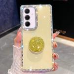 For Samsung Galaxy A35 5G Diamond Glitter Diamond Round Holder Phone Case(Light Yellow)