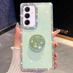 For Samsung Galaxy A35 5G Diamond Glitter Diamond Round Holder Phone Case(Light Green)