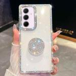 For Samsung Galaxy A35 5G Diamond Glitter Diamond Round Holder Phone Case(White)