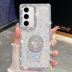 For Samsung Galaxy S24+ 5G Diamond Glitter Diamond Round Holder Phone Case(Transparent Stars)