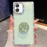 For Samsung Galaxy A07 5G Diamond Glitter Diamond Round Holder Phone Case(Light Green)