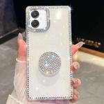For Samsung Galaxy A07 5G Diamond Glitter Diamond Round Holder Phone Case(White)