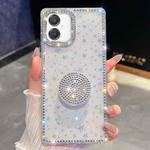 For Samsung Galaxy A07 5G Diamond Glitter Diamond Round Holder Phone Case(Transparent Stars)