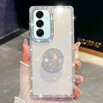 For Samsung Galaxy A17 5G Diamond Glitter Diamond Round Holder Phone Case(Transparent)