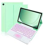 For Samsung Galaxy Tab A9+ Touch Bluetooth Colorful Backlit Keyboard Case(Light Green)