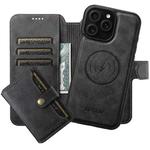 For iPhone 12 Pro Max Suteni Q05S1 3-in-1 Detachable Wallet MagSafe Leather Phone Case(Black)