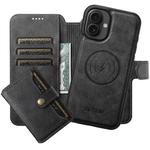 For iPhone 16 Suteni Q05S1 3-in-1 Detachable Wallet MagSafe Leather Phone Case(Black)
